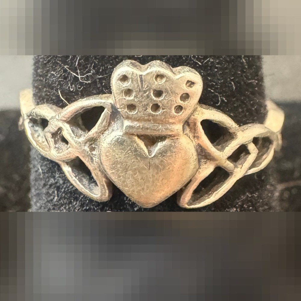 Vtg Sterling Silver Claddagh Ring Sz 5.5 Irish Celtic Heart Crown Love Knot Band